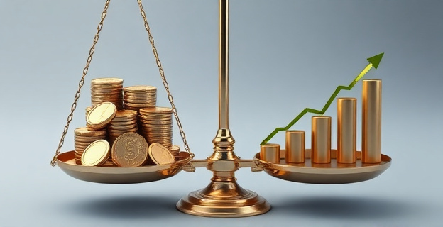 Una imagen que represente una balanza con un lado lleno de monedas y el otro con una gráfica descendente, simbolizando la pérdida de valor del dinero en las cuentas corrientes.